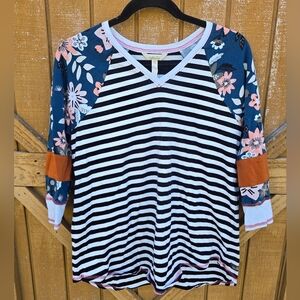 Floral and Striped Women's Top